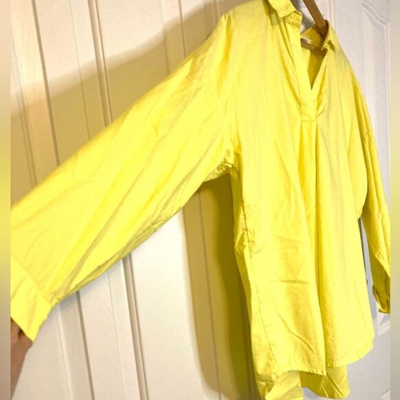 J. Jill Cotton Modal Bright Yellow V-Neck Long Sleeve Tunic Blouse Size Large - Picture 6 of 9